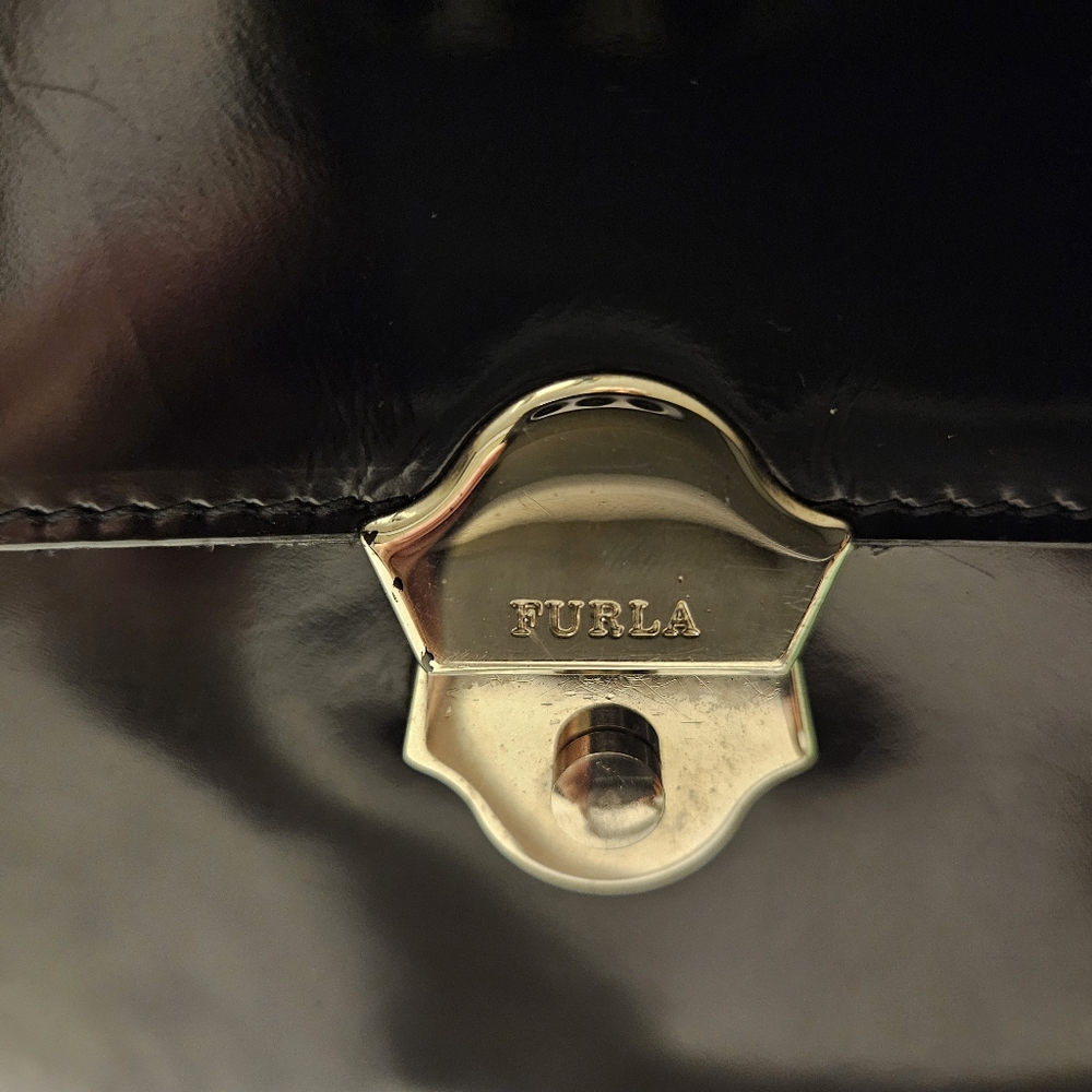 FURLA - EUC-ABSOLUTELY STUNNING Black Patent Leather Crossbody - Picture 12 of 15